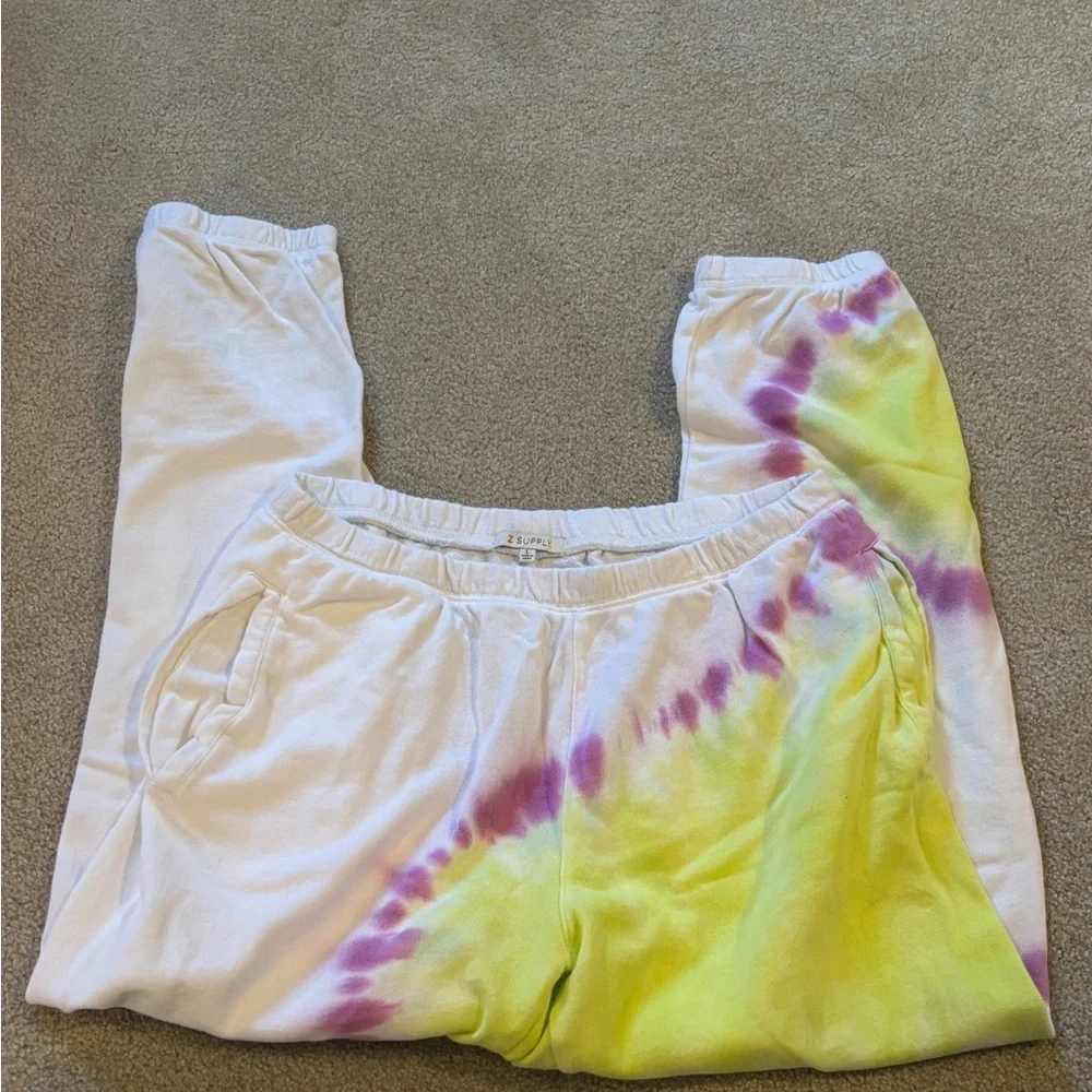 Z Supply large multicolour tie-dye cuffed sweatpants - Picture 2 of 3